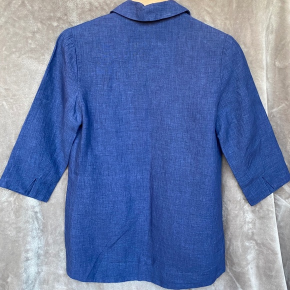 🎉Luii, Linen Blazer with blue pinstripe lining, Size MED, Chambray Blue - Picture 5 of 7